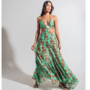 PatBO Seashell Cutout Beach Dress Sea Green Shell